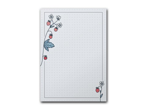 magnetic notepad DIN A6, light blue, wild strawberry motif
