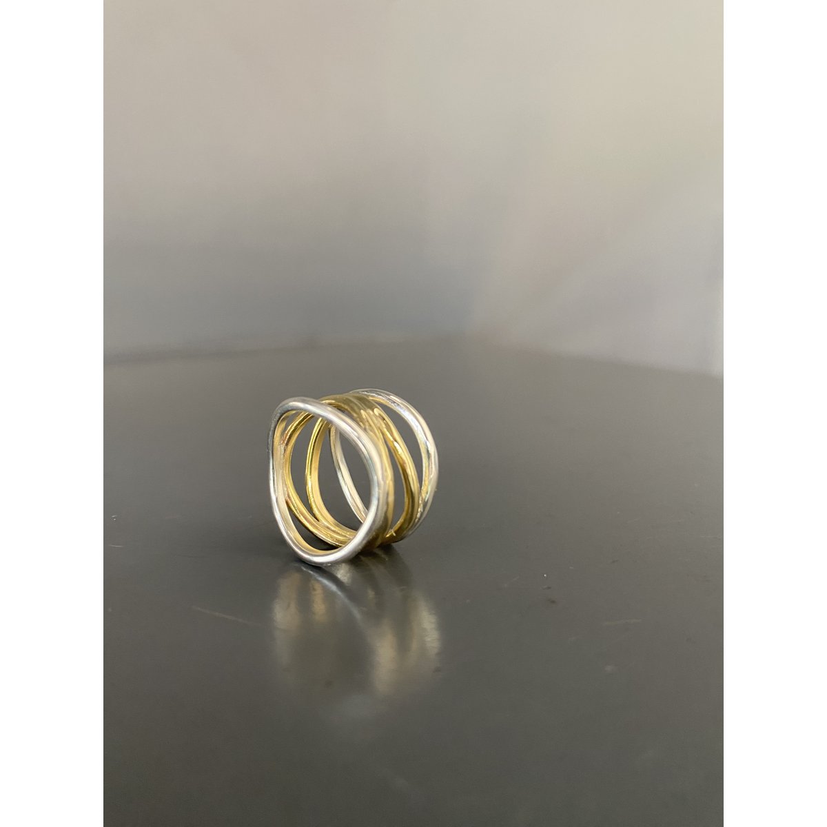 Wave ring in silver and brass