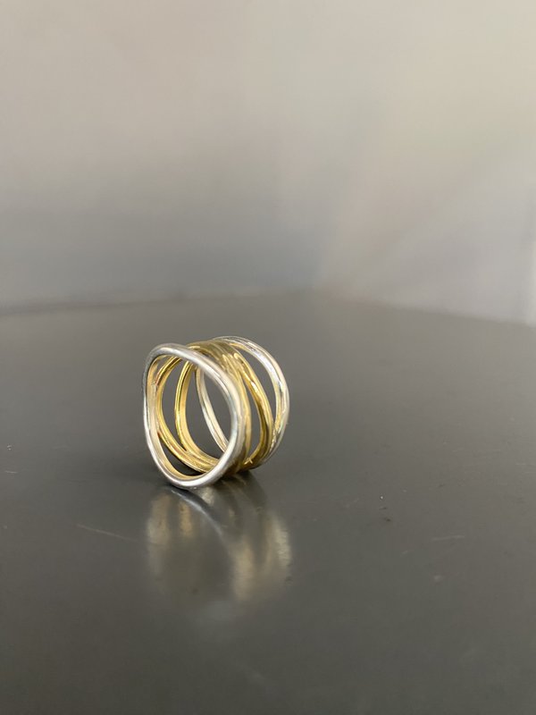 Wave ring in silver and brass