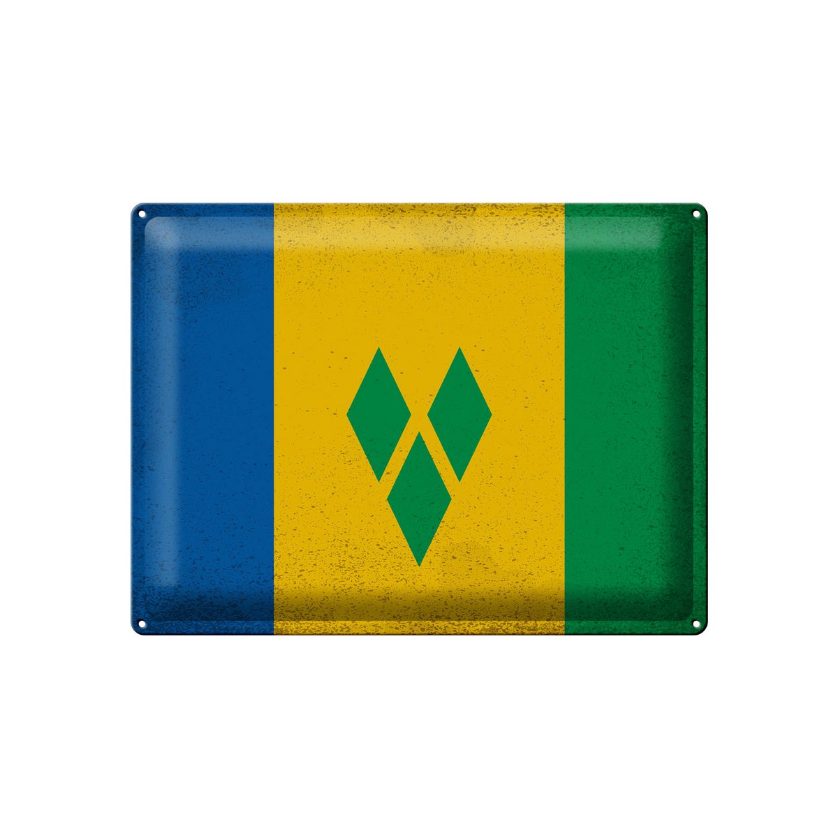 Blechschild Flagge Saint Vincent Grenadinen 40x30cm Vintage