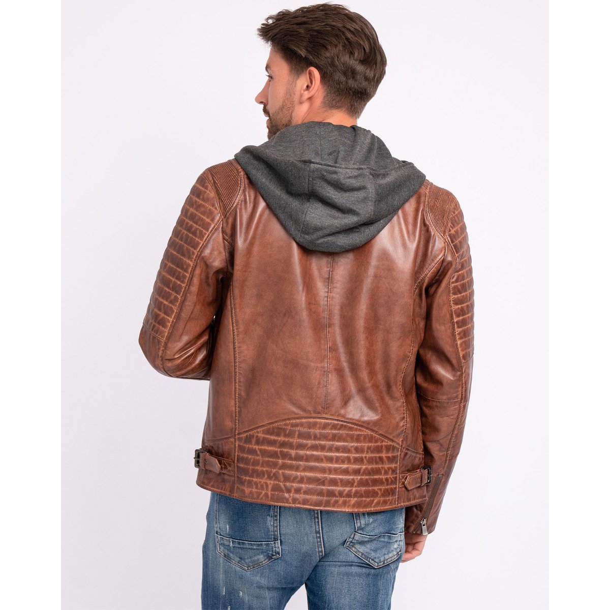 Jasper │ Veste à sweat à capuche en cuir masculin