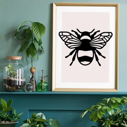 Bee Black And White Illustration Print