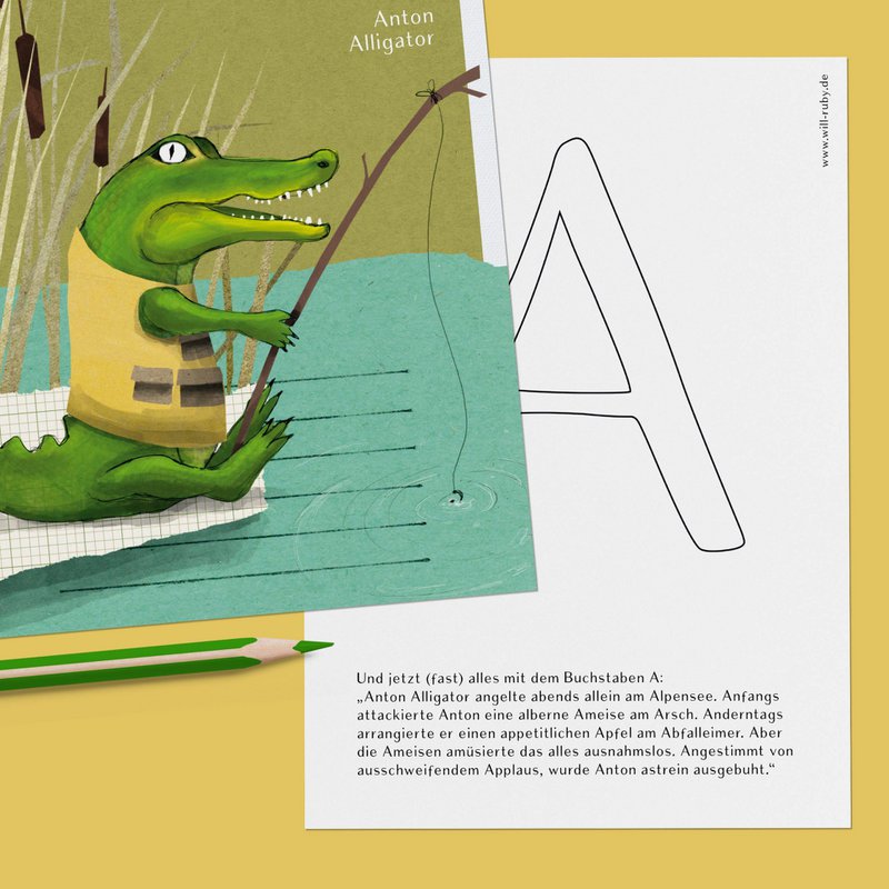 ABC Karte - A wie Anton Alligator