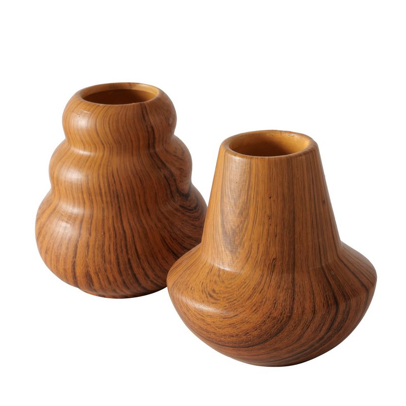 Vase aus Keramik in Holzoptik, H10,5 cm