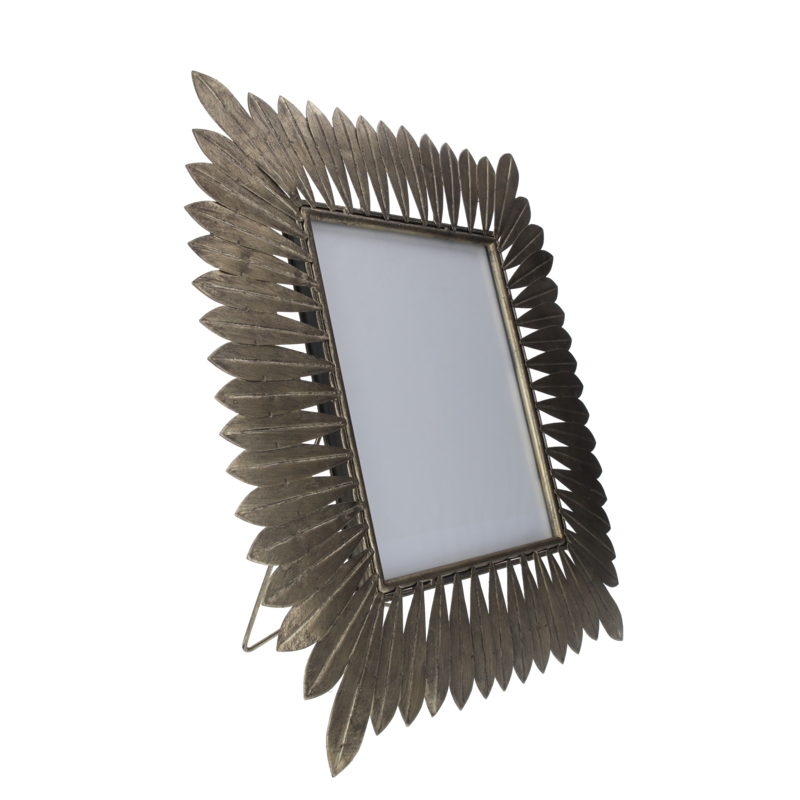Large gold leaves metal photo frame 40x20x45 cm