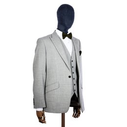 Moss green knitted bow tie and pocket square set