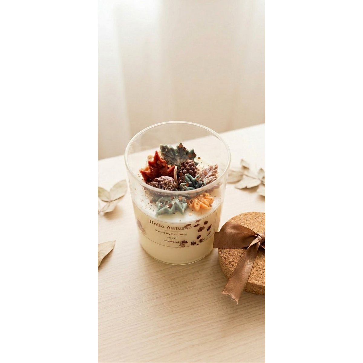 Bougie parfumée Hello Autumn – Citrouille Épices & Vanille – 250g – Faite à la main – Bougie d’automne de luxe en verre
