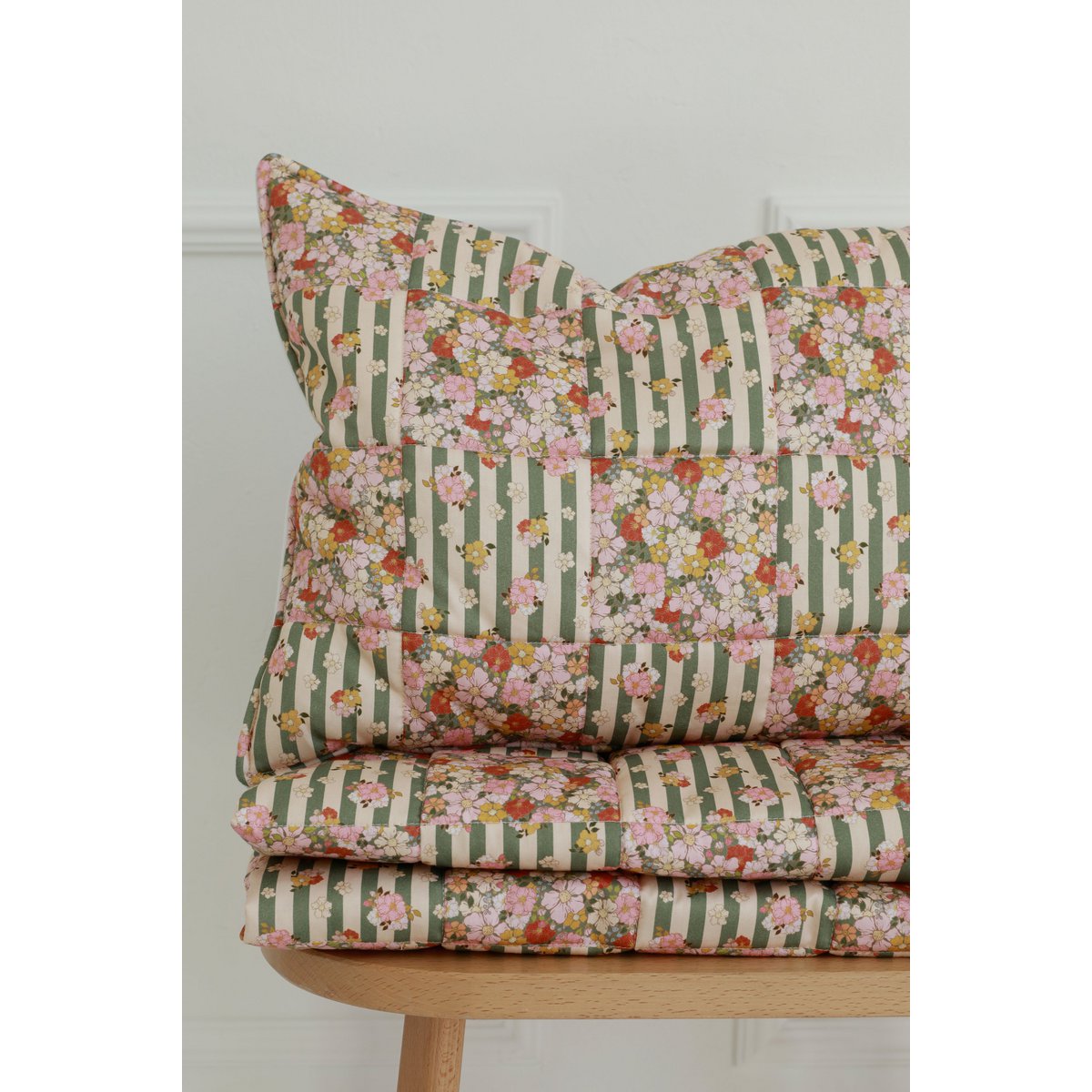 Ensemble de literie matelassée en coton pour les enfants «Green Garden» - conception patchwork, grande taille