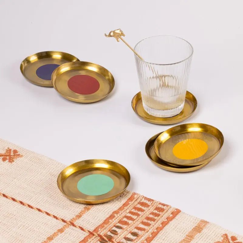 Onderzetters | Cirque handgemaakt emaille goud | Set van 4