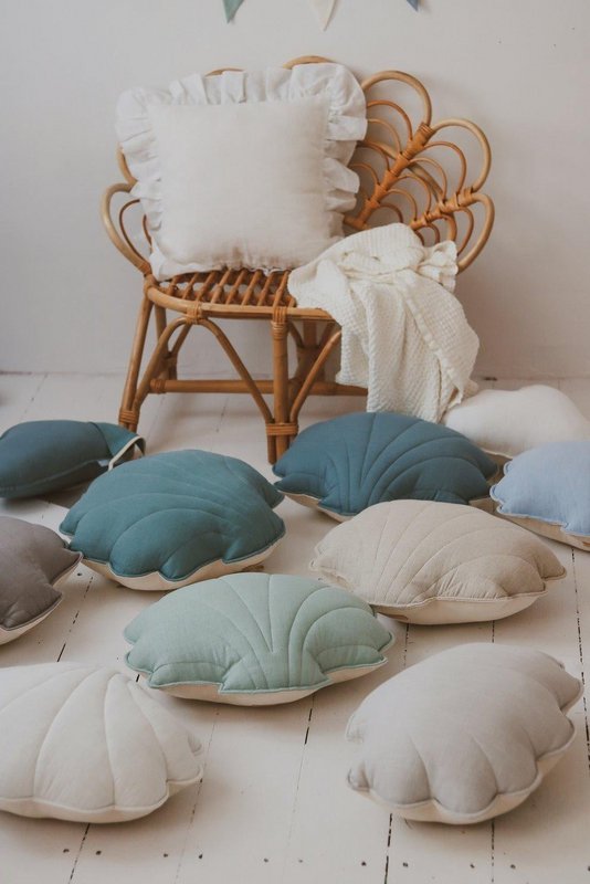 Almohada de concha de lino "Pigeon Grey"