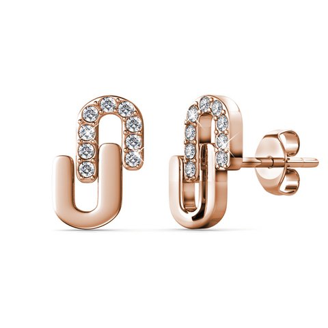 Union Earrings - Rose Gold and Crystal