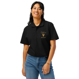 Polo de piqué Self Love Premium con bordado Old Gold
