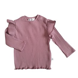 Langærmet flæse jersey med bred rib, lilla