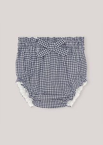 Bloomer with bow - Snow white and navy blue - Marine Blue Check