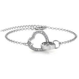Bracelet Locked Heart - ArgentÃ© et Cristal
