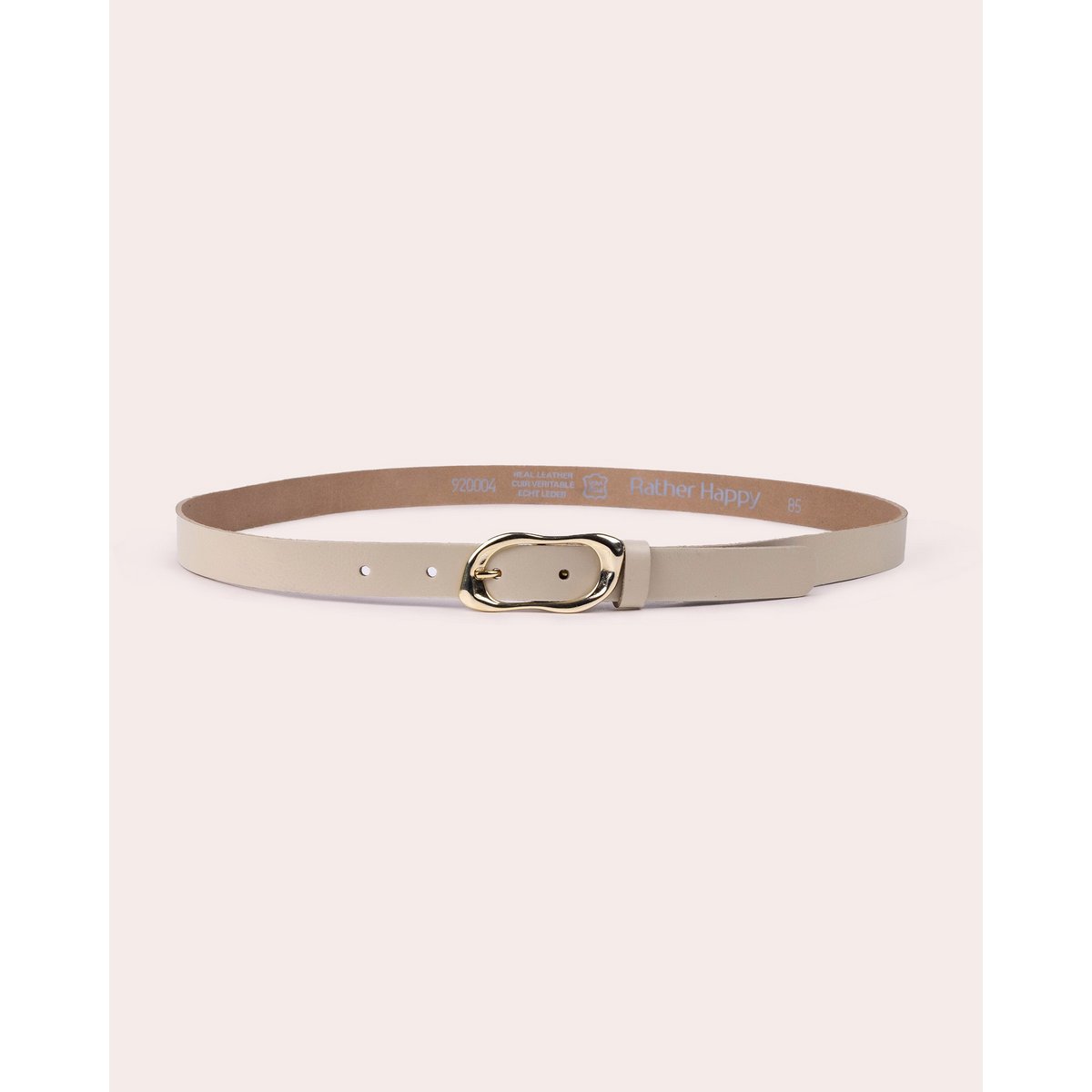 NOA | Eleganter Ledergürtel mit geformter Goldschnalle