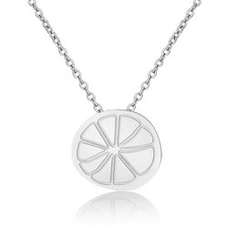 A delicate silver, gold, or rose gold necklace with a circular pendant featuring a stylized sun or flower design. The pendant is approximately 1 inch in diameter and hangs from a 16-18 inch chain.