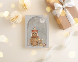 Orsetto da cartolina con topo