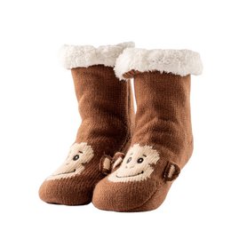MONKEY - Home socks - Size 31/34 - Non-slip - Sherpa lining - Partridge - Brown