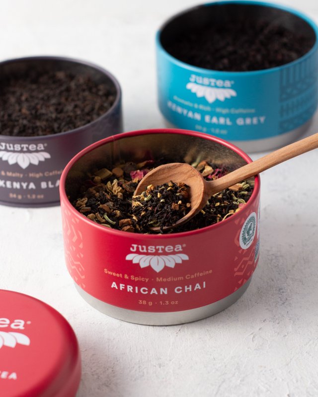 Justea | Trio czarnej herbaty | Sztaplowane Puszki Herbaty | Herbata sypana | organiczne | sprawiedliwy handel