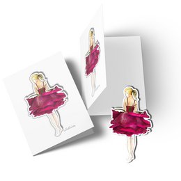 Tarjeta plegable Rose Ballet con imán