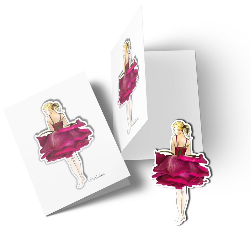 Tarjeta plegable Rose Ballet con imán