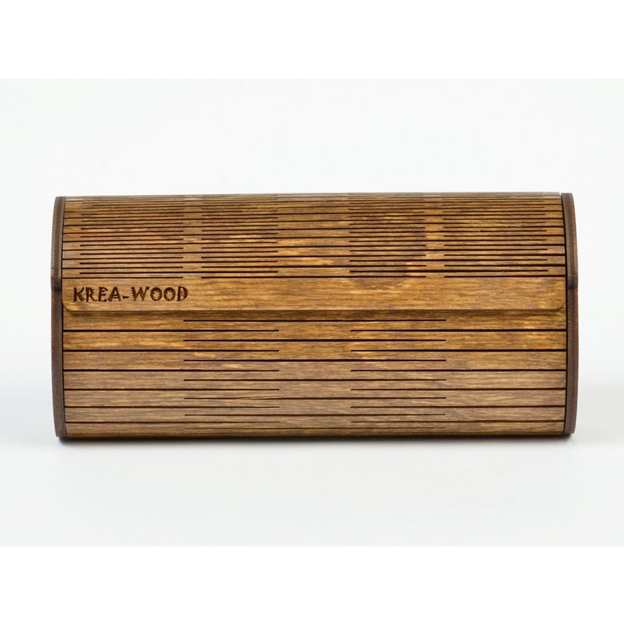 Krea-Wood handgemaakte brillenkoker van berkenhout met magneten. Bruine kleur