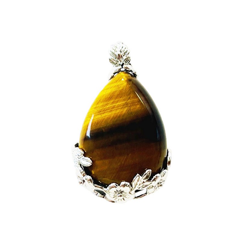 Tiger eye pendant - Flowery drop