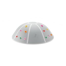 A gray dome-shaped sensory toy with colorful lights embedded in the surface, designed to stimulate the senses through climbing and jumping.