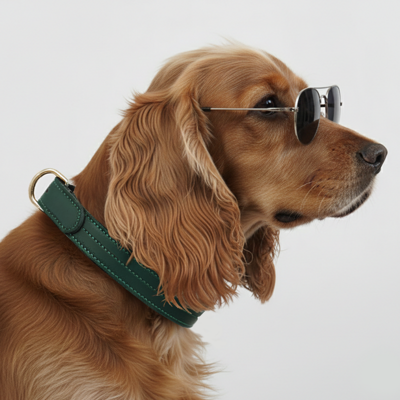 COLLIER CHURCHILL. Vert Sapin – Collier chien cuir vegano