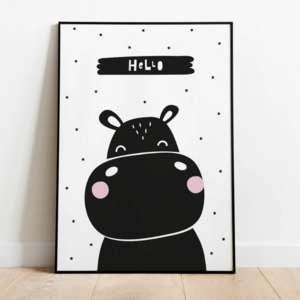 Nursery poster hippo Hello