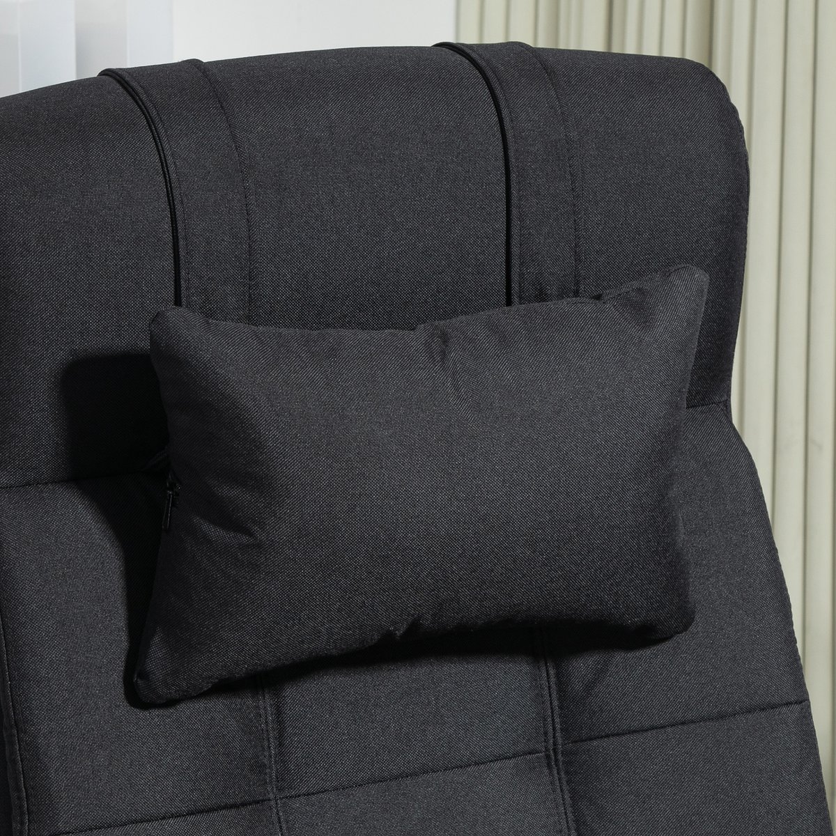 Office chair with pillow armrest Desk chair with tilt angle Height-adjustable swivel chair with footrest Linen foam PVC Light gray 66 x 76 x 112-120 cm