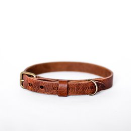 No Fuss Collar Dog Leather Brown