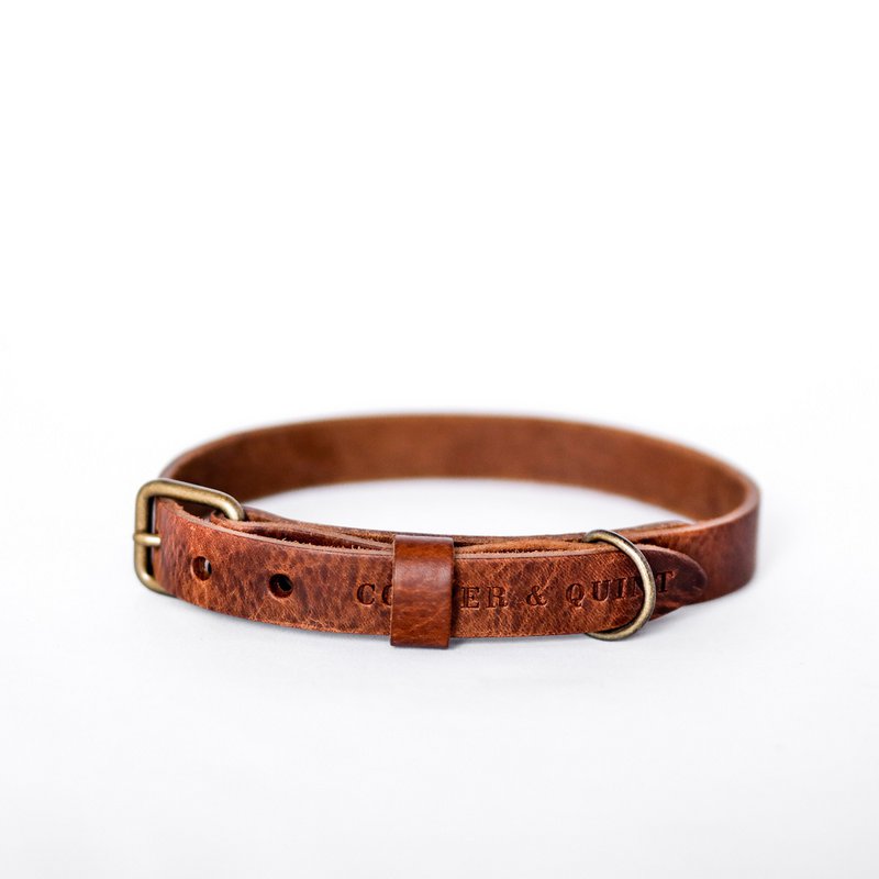 No Fuss Collar Dog Leather Brown