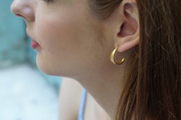 Olive Leaf Earrings: Mini Hoops in Silver or Gold (Unisex)