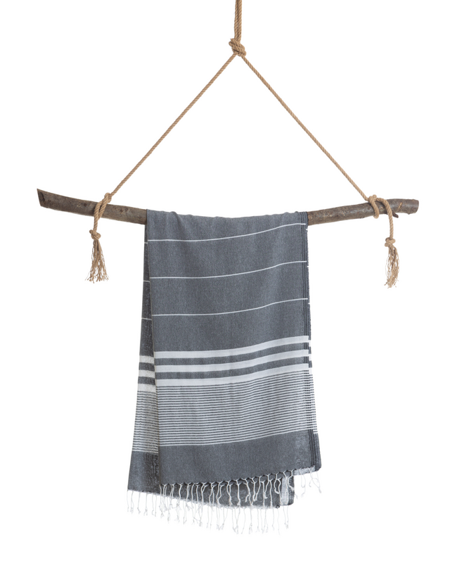 TOWEL TO GO MALIBU Telo mare in cotone 180x100 cm | Senza sabbia | Nero | con confezione regalo