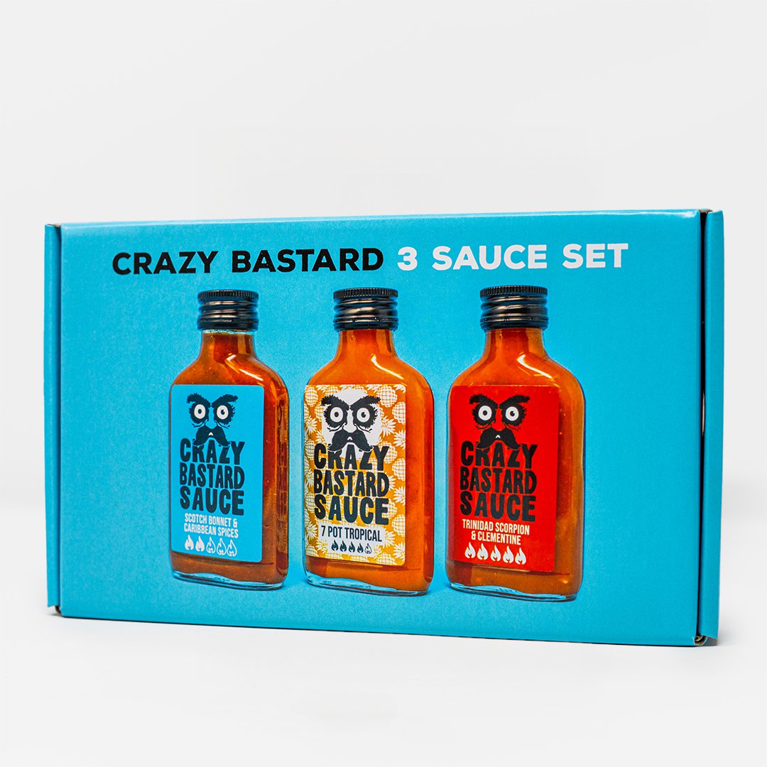Salsa piccante Crazy Bastard - (scatola caraibica da 3x 100 ml)