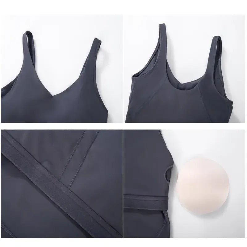 Camiseta sin mangas Nepoagym PASSION con estante, sujetador integrado, Top corto con acolchado extraíble, sujetador deportivo palangre para Yoga y gimnasio