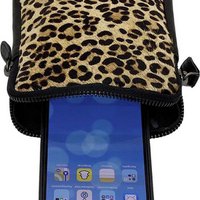 Leather phone bag ladies black with tiger print - stylish bag made of real leather with adjustable shoulder strap, ideal for wearing your phone.