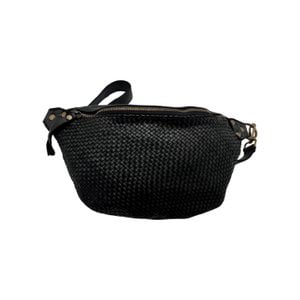 LUNA BLACK BRAID WASHED LEATHER BELT BAG