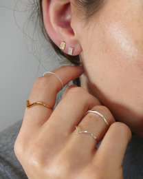 Puristic rectangular ear studs made of 925 sterling silver