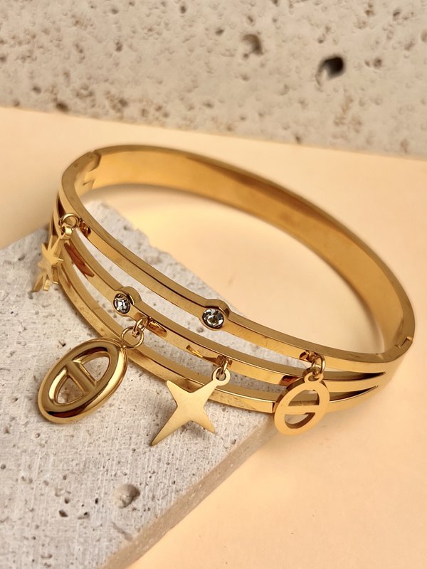 Stål charme stang armbånd