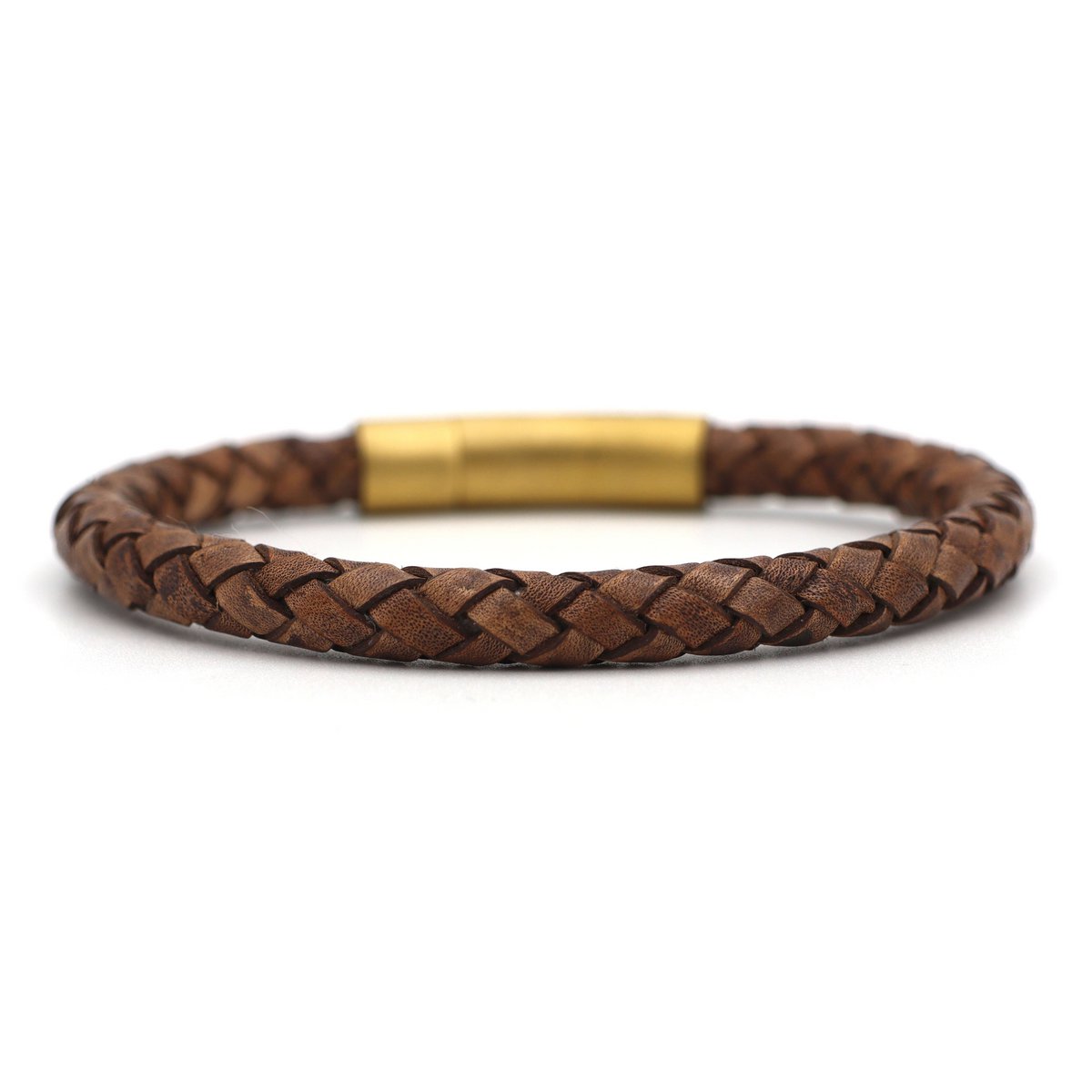 Kepang bruin - 6mm- zilver of goud