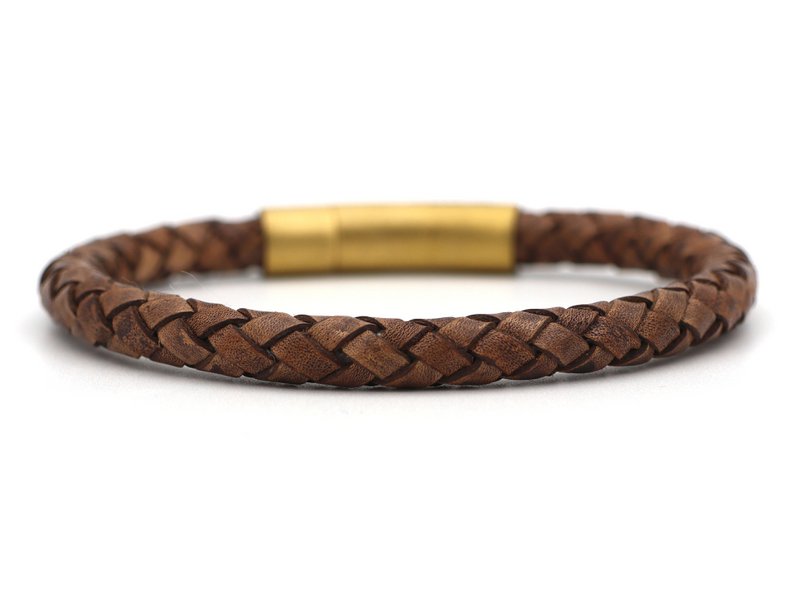 Kepang bruin - 6mm- zilver of goud