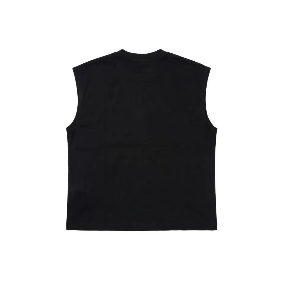 T-Shirt Tank Nera Boxy Fit 200g con tagli a vivo