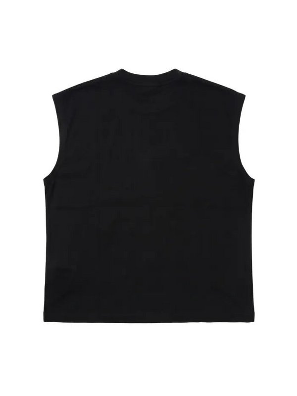 T-Shirt Tank Nera Boxy Fit 200g con tagli a vivo