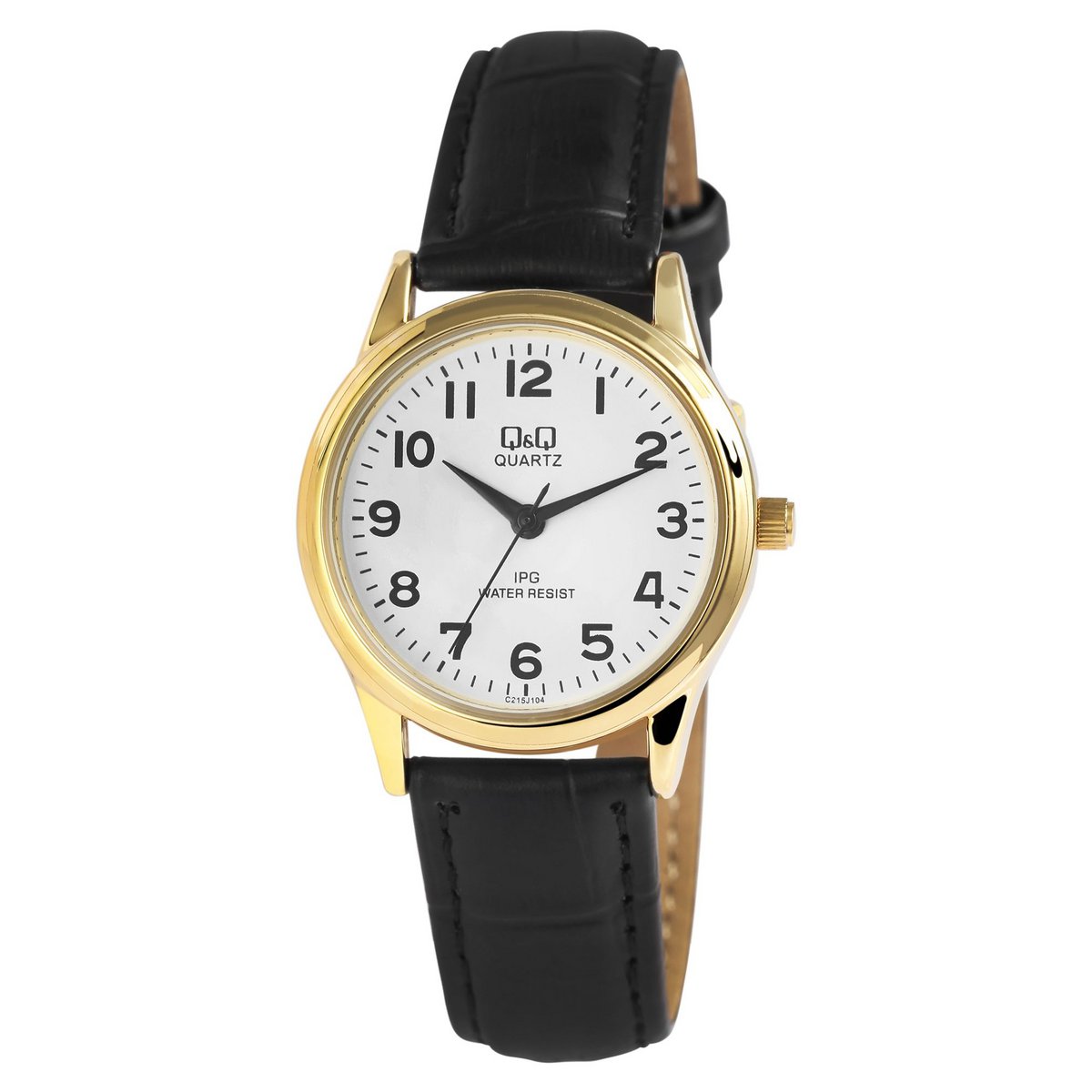 Orologio da donna Q&Q, Ø 30 mm, similpelle, nero/oro