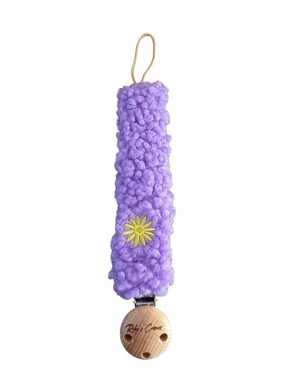 Pacifier chain Teddy - Flower - Purple