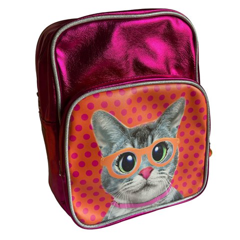 Rugzakkat met glazen roze