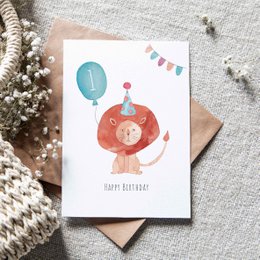 Faltkarte "Kindergeburtstag Löwe"